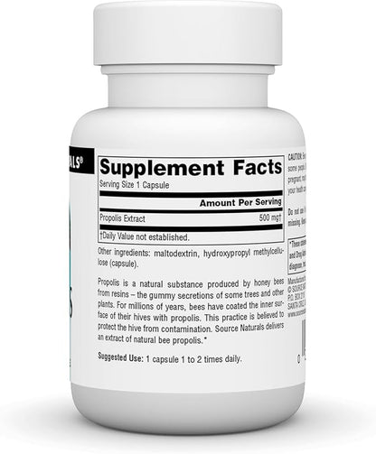Source Naturals Propolis Extract 500 mg Dietary Supplement Produced by Honey Bees - 30 Capsules
