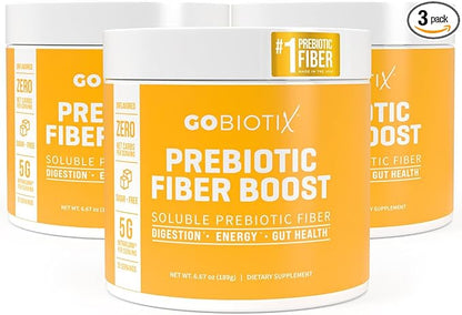 GOBIOTIX Prebiotic Fiber Supplement Powder for Digestive Health, Soluble Fiber for Gut Health, Gluten & Sugar Free, Keto, Vegan, 35 Servings (3 Pack)