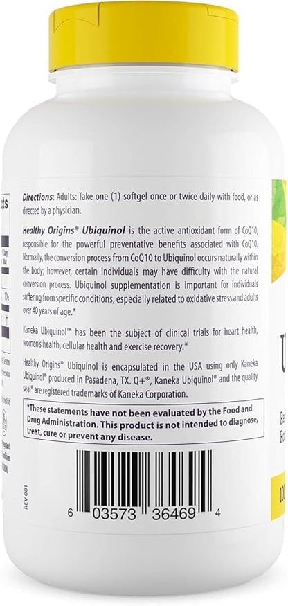 Healthy Origins Ubiquinol 100 mg (Kaneka QH, Non-GMO, Gluten Free, Heart Support, Energy Support), 150 Softgels