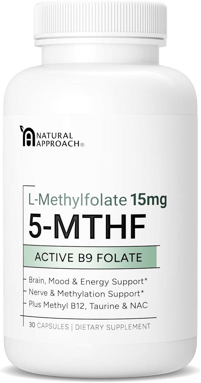 L-Methylfolate 15mg plus Methyl B12, D3, Taurine & NAC | 5-MTHF (Bioactive B9) Premium-Grade | Methylated Vitamins to Support Mood, Nerve Health & Methylation* | Methylfolate Supplement | 30 Capsules