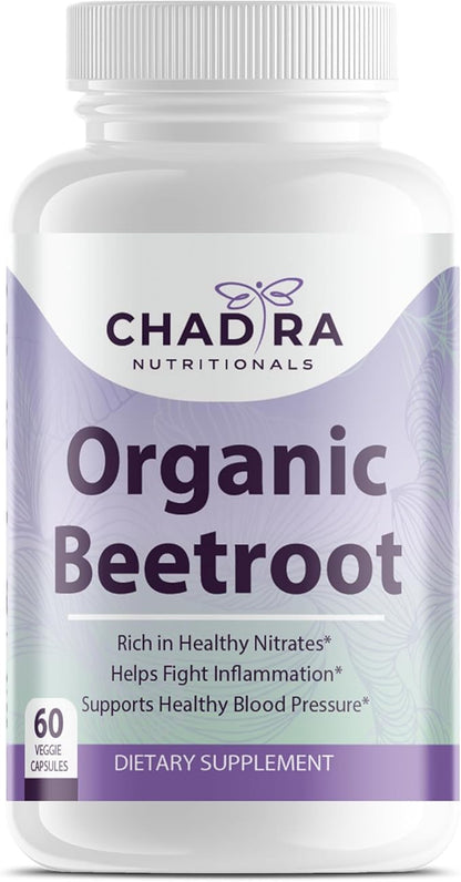 Organic Beet Root Capsules – Beets for High Blood Pressure, Immune Support & Heart Health with 1,300 mg Organic Beet Root Powder – Gluten Free, Vegan, No Added Sugar – 60 Capsules