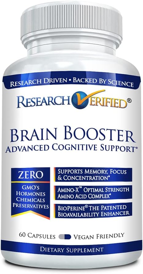 Brain Booster - Nootropic Supplement to Enhance Cognitive Function - 60 Vegan Friendly Capsules - 1 Bottle