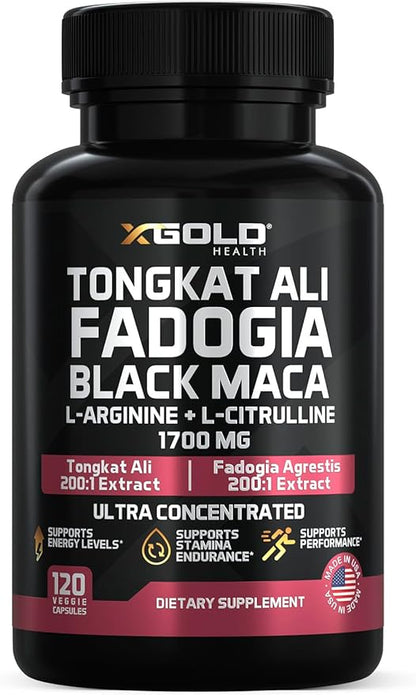 X Gold Health Tongkat Ali, Fadogia Agrestis, Black Maca, L-Arginine & L-Citrulline: Boost Energy, Vitality, Performance, Muscle Recovery & Balance – Premium Wellness Support for Men & Women