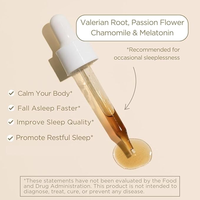 Sleep Drops – Natural Liquid Sleep Supplement with Melatonin, Valerian Root, Chamomile, & Passionflower – Spearmint Vanilla Flavor, 30-Day Supply