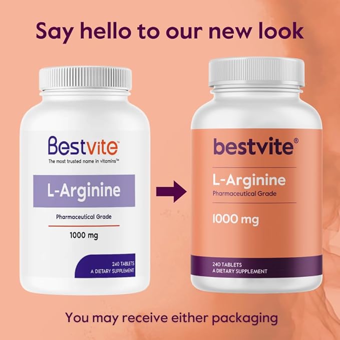 BESTVITE L-Arginine 1000mg per Tablet (240 Tablets) containing 20% More Pure L-Arginine as Compared to L-Arginine HCL Products