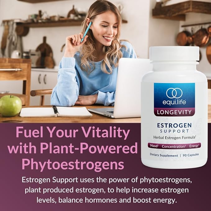 Equilife - Estrogen Support, Herbal Hormone Support, Estrogen Supplement for Women, Promote Hormonal Balance for Women, Rich in Herbal Extracts, Non-GMO, Gluten-Free, Dairy- & Soy-Free (90 Capsules)