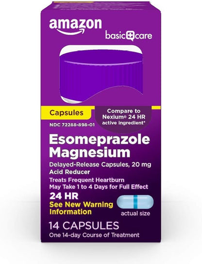 Amazon Basic Care Esomeprazole Magnesium Delayed Release Capsules, 20 mg, Acid Reducer, 14 Count