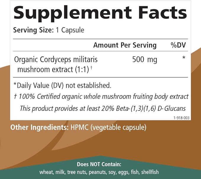 PURE ESSENCE LABS MyPure Cordyceps - Organic Mushroom Supplement - 100% Real Mushroom Extract - Best for Immune Support, Stress Relief, Build Energy for Adult Men and Women (60 Capsules)