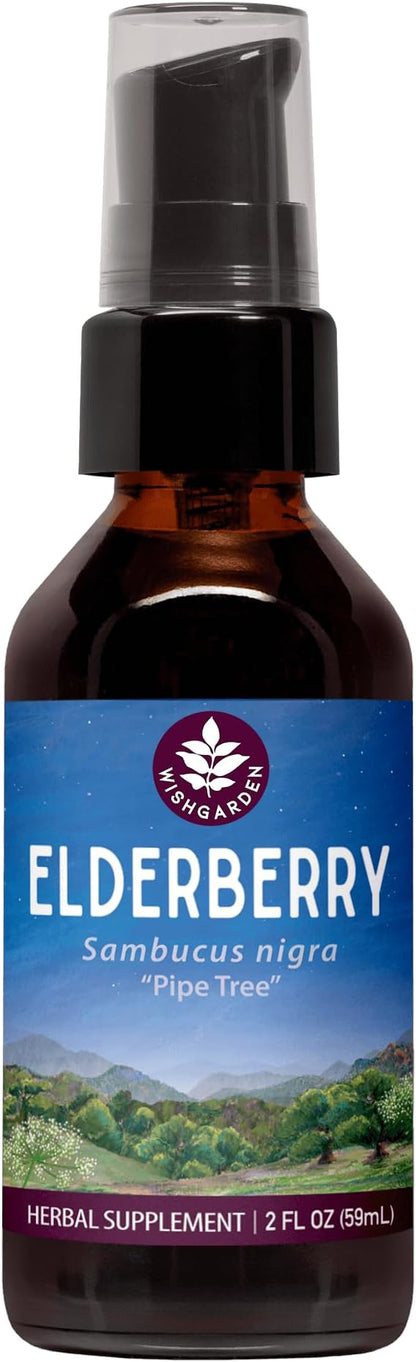 WishGarden Herbs Organic Elderberry Tincture - Daily Adult Elderberry Extract Liquid Immune Defense Supplement, Sambucus Elderberry Immune Support, Organic Elderberry Extract, No Sugar No Honey, 2oz