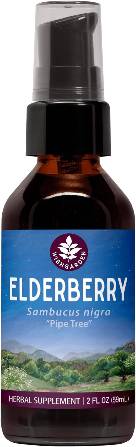 WishGarden Herbs Organic Elderberry Tincture - Daily Adult Elderberry Extract Liquid Immune Defense Supplement, Sambucus Elderberry Immune Support, Organic Elderberry Extract, No Sugar No Honey, 2oz