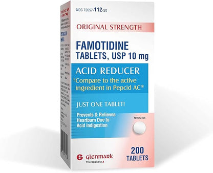Original Strength Famotidine Tablets, 10 mg, Acid Reducer for Heartburn Relief, 200 Count