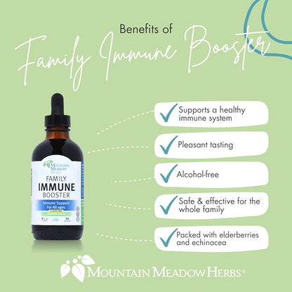 Mountain Meadow Herbs Family Immune Booster Extract with Sambucus Elderberry and Echinacea | Optimal Immune Support for The Whole Family | Tincture, 4 oz