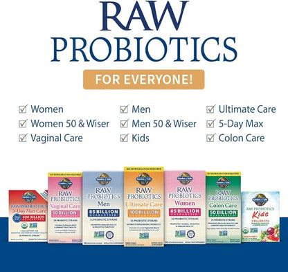 Garden of Life RAW Probiotics Vaginal Care Shelf Stable - 50 Billion CFU Guaranteed Through Expiration, Acidophilus - Once Daily - Certified Gluten Free - No Refrigeration - 30 Vegetarian Capsules