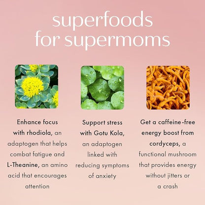 Boobie Relax Mom, Stress Support Supplement | Lactation Approved | Mood and Energy Support with Ashwagandha & L-Theanine, 60 Capsules