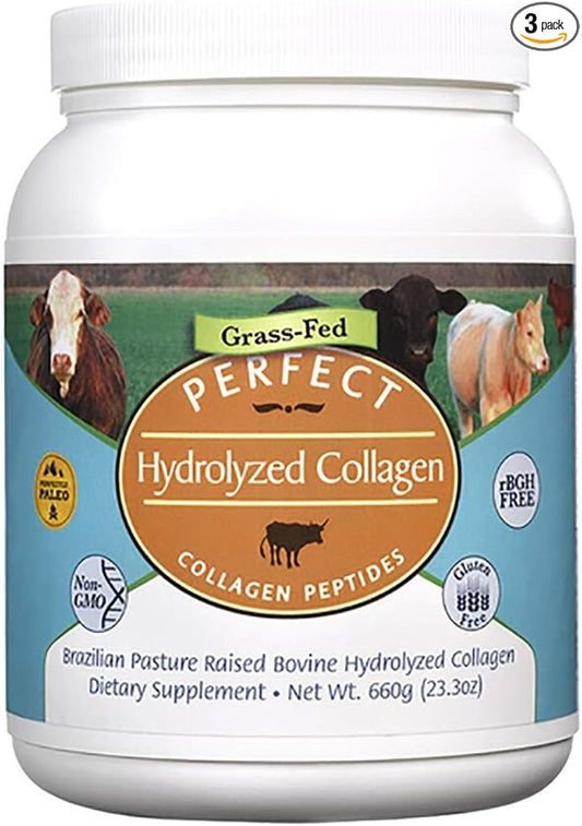 Perfect Supplements – Perfect Hydrolyzed Collagen Powder – 660g – All Natural Collagen - Promotes Healthy Skin – 3 Pack