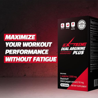 EXTREME Dual ARGININE Plus with Vitamin B Complex - Boost up Energy & Vitality for Men's Sports Performance (1,000mg x 120 Tablets, 2 Months Supply)