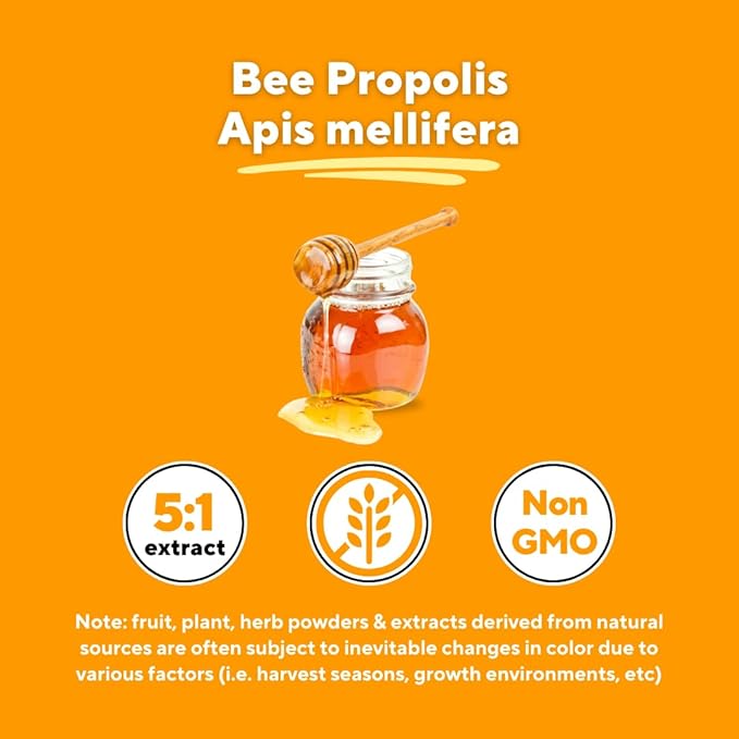 Bee Propolis Extract Capsules 1000mg Supplement for Immune Support, Vitality, Skin Health - Potent Polyphenols, Flavanoids, Antioxidants - 120 Count, Non-GMO, Gluten-Free