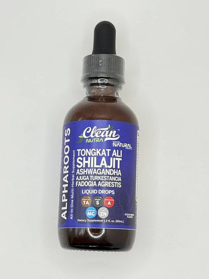 Tongkat Ali Liquid Drops Shilajit, Ashwagandha, Turkesterone, Fadogia Agrestis, Magnesium, Irish Sea Moss, and Zinc Herbal Supplement by Clean Nutra