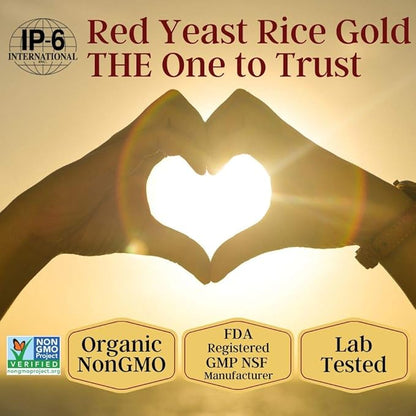 Made with 600 mg Organic Red Yeast Rice - IP6 International - 120 Vegetarian Capsules