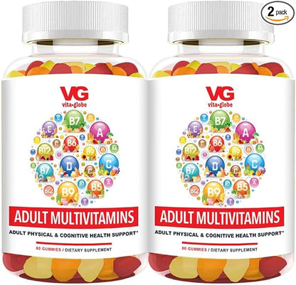 Adult Gummy with Vitamin, Vitamin C, Vitamin D Vitamin E, Niacin, Vitamin B6, Folate, Vitamin B12 Biotin, Pantothenic Acid, Sodium, Inisitol, Daily Multivitamin 120 Count (Pack of 2)