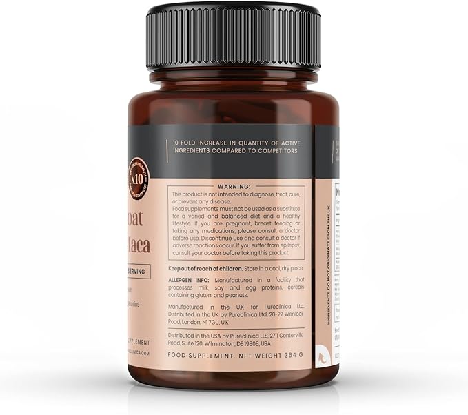 pureclinica 10X Horny Goat Weed Extract (3750mg) Maca Extract (2500mg) x 1080 Tablets (6 Bottles of 180) -10 X More Icariins and Maca