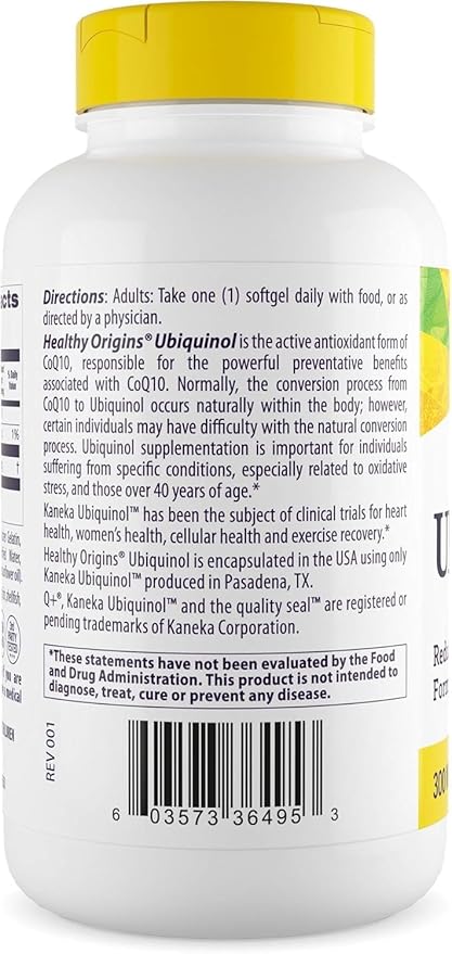 Healthy Origins Ubiquinol (Active Form of CoQ10), 300 mg - Kaneka Ubiquinol Supplements for Heart Health & Antioxidant Support - Gluten-Free & Non-GMO Supplement - 150 Softgels