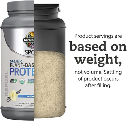 Organic Vegan Vanilla Protein Powder with Probiotics, BCAAs, 30g Plant Protein, NSF Certified, Gluten Free & Sport, Non GMO, Garden of Life Sport Protein Powder - 19 Servings