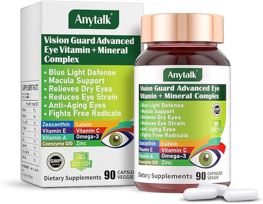 Lutein Eye Vitamins - Eye Health Supplements for Macular Pigment & Dry Eye, Contains Lutein, Zeaxanthin, Zinc, Omega-3, Vitamins C & E to Adult Support Healthy Vision (90 Capsules)