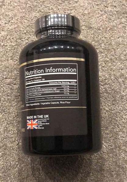 Fibre Supplement 240 Capsules 1470mg Psyllium Husk, Aloe Vera, Chia Seed & Flaxseed Powder Fiber, Gut Health, Cleanliness Constipation, IBS & Bloating Relief Soluble Fibre Pure Vegan