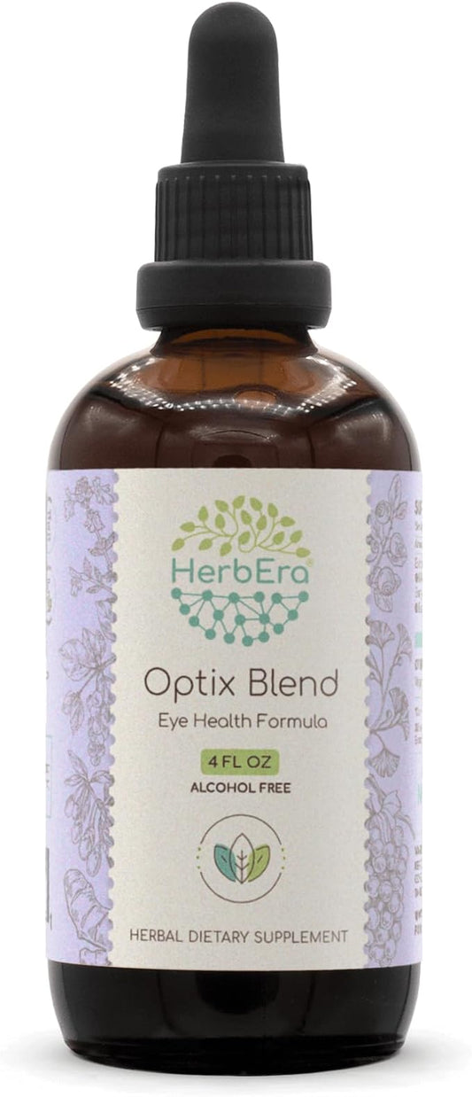 Optix Blend B120 Alcohol-Free Extract Tincture: Bilberry, Ginkgo Biloba Leaf, Goji Berries, Schisandra Berry, Grape Seed, Turmeric Root. Eyebright Herb. Eye Health Formula 4 Fl Oz