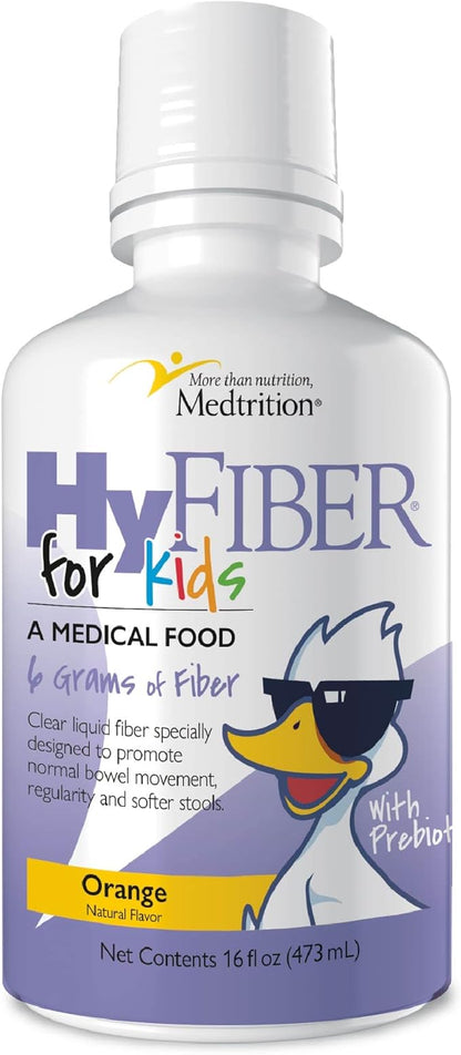 Medtrition HyFiber Liquid Fiber for Kids in Only One Tablespoon, Supports Regularity and Softer Stools, FOS Prebiotics for Gut Health, 6 Grams of Fiber, 32 Servings per Bottle