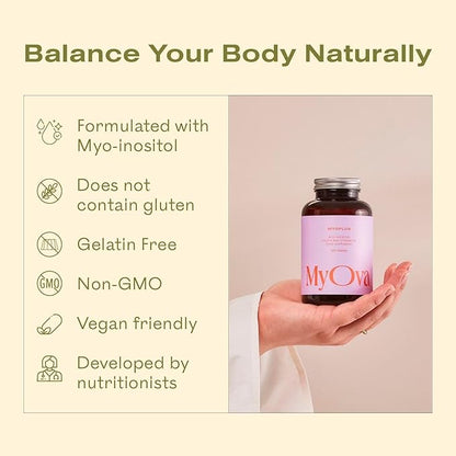 Myoplus - Inositol Supplement - 4000mg Myo Inositol, 200ug Folate & 100ug Chromium Daily Intake - Hormone Balance & Ovarian Support Vitamins for Women - 120 Vegan Tablets, 30 Days Supply