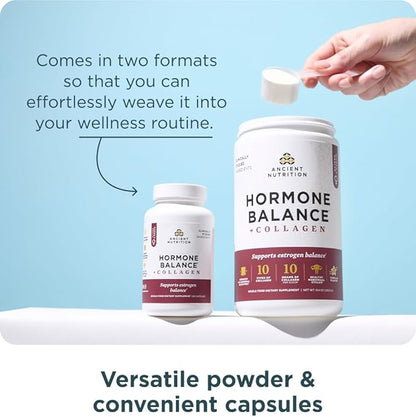 Ancient Nutrition Hormone Balance + Collagen Supplement, Hydrolyzed Collagen Peptides, Key Clinically Validated Ingredient to Support Balanced Hormones and Boost Energy, 60 Capsules