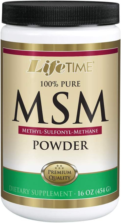 Lifetime 100% Pure MSM (Methylsulfonylmethane) Powder | Supports Healthy Joints & Skin | 2500 mg Per Serving | 16 oz, 180 Servings