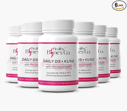 Premium D3/K2 - Full Spectrum Vitamin K2 MK7 + MK4 + D3 2000iu + K1, Daily D3 + K1/K2 Supplement, Highly Bioavailable VIT D Supplements and Vitamins for Strong Bones & Immune Support - 6 Pack