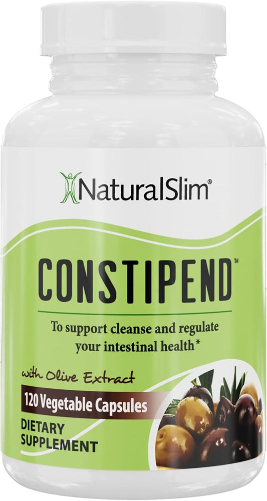 NaturalSlim Magnesium Oxide - Constipend for Constipation Relief, Colon Cleanser & Stool Softeners for Women & Men with Magnesium Citrate, Aspartate, & Olive Extract - 120 Vegetable Capsules