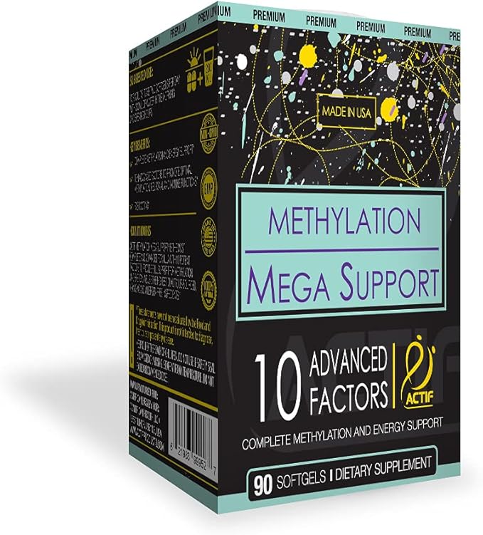 Actif Methylation Mega Support with 10 Advanced Factors and Organic Folate ? 100% Natural, Non-GMO, 90 Count, Magnesia Original Flavor