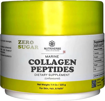 Hydrolyzed Marine Collagen Peptides Powder | Type 1 Protein Supplement | Unflavored Dietary Supplement | Supports Skin Elasticity, Joint Function, Hair Growth & Healthy Nails | 30 Servings
