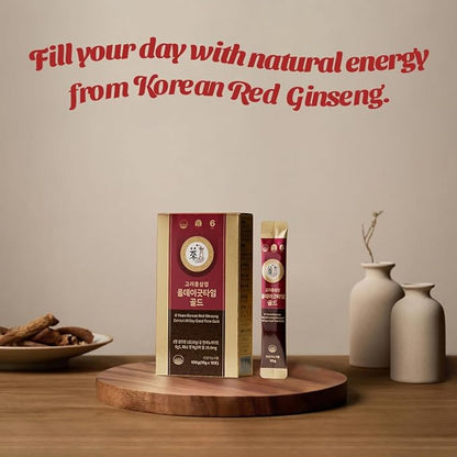 PNBG 6-Year Korean Red Ginseng Extract Shot, [Allday Goodtime Gold] - 15mg Ginsenosides Per Packet, HACCP Certified, Made in Korea, Vitality & Immune Support, Formulated with 12+ Traditional Korean Herbal Ingredients (10g x 100 Packets)