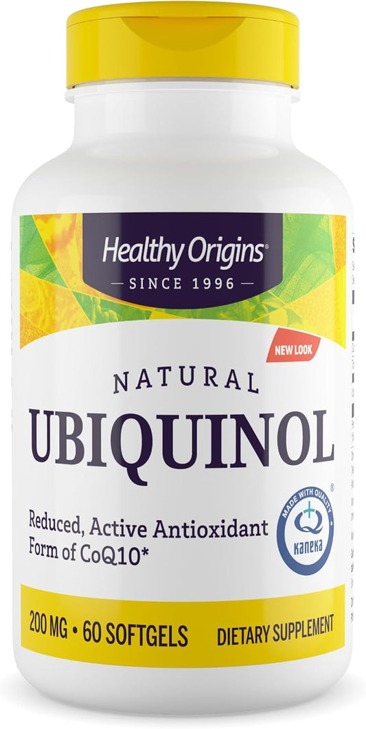 Healthy Origins Ubiquinol (Active Form of CoQ10), 200 mg - Ubiquinol Supplements for Heart Health & Antioxidant Support - Gluten-Free & Non-GMO Supplement - 60 Softgels