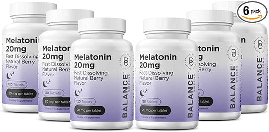 Balancebreens Melatonin 20mg Fast Dissolve Tablets - High Potency, Fast Acting, Natural Sleep Support - Sleep Aids for Adults - Non-Groggy, Drug-Free Formula - 120 Sleeping Pills