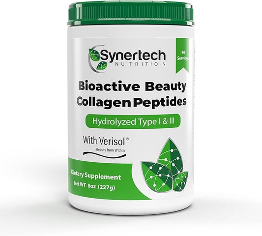 Bioactive Hydrolyzed Collagen Peptides Powder (90 Servings) | Type I & III with VERISOL & 18 Amino Acids | Non-GMO, Grass Fed, Gluten Free, Keto-Friendly