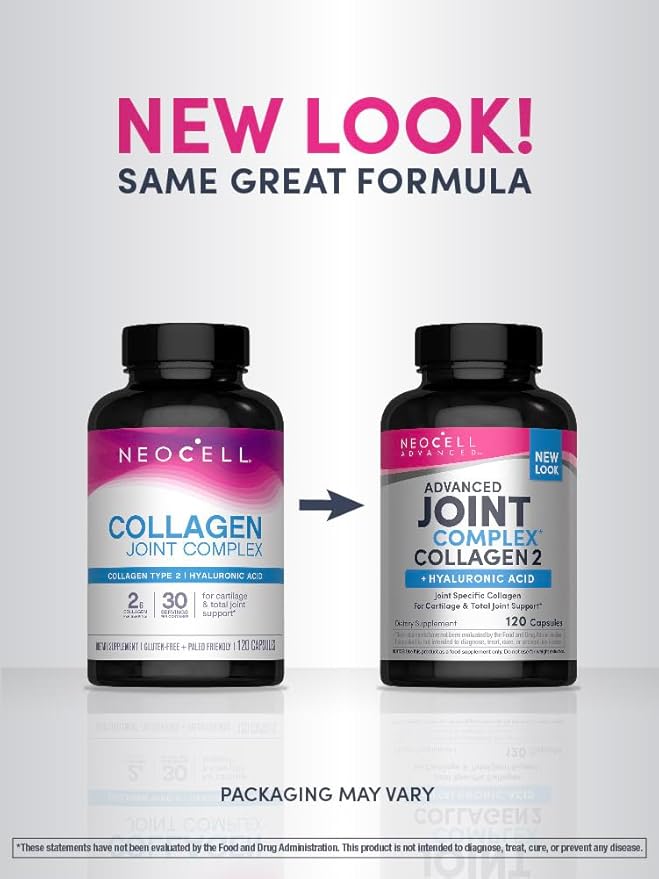 NeoCell Advanced Joint Collagen Complex Supplement | 120 Capsules | Type II and Hyaluronic Acid | for Men and Women