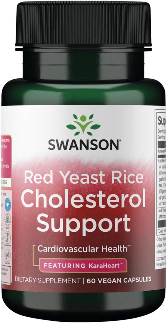 Swanson Red Yeast Rice Cholesterol Support - Featuring Karaheart 60 Vegan Caps