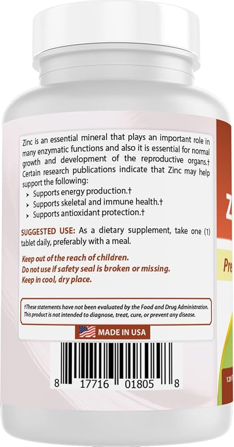 Best Naturals Zinc 30mg Supplements (as Zinc Citrate) - zinc Vitamins for Adults Immune Support - 120 Tablets (120 Count (Pack of 3))