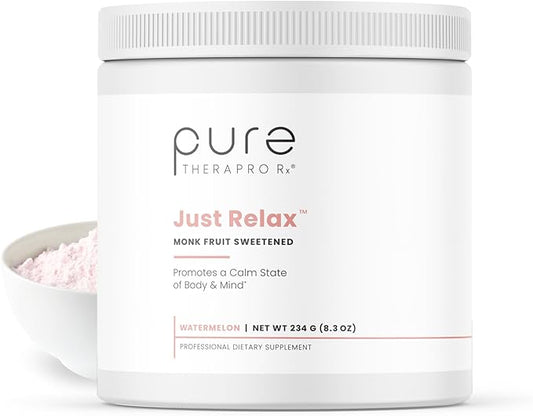 Pure Therapro Rx Just Relax -Watermelon 60 Servings | Supports: Relaxed Mood, Healthy Blood Pressure, Emotional Wellness | Myo-inositol; Di-Magnesium Malate, GABA, Taurine, & L-Theanine