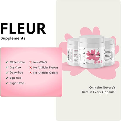 FLEUR Vitex Capsules, Vitex Chasteberry for Hormone Balance for Women, PCOS Supplement Helps Maintain Progesterone Level for Menstrual Cycle Support, Fertility & PMS Support, 500mg, 60Ct
