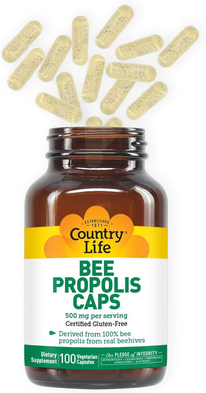 Country Life - Pure Bee Propolis Caps, 500 mg - 100 Vegetarian Capsules