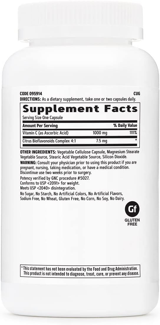 GNC Vitamin C 1000mg Supplement, Provides Immune Support, 180 Servings