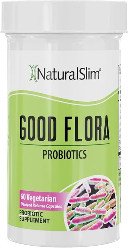 NaturalSlim Probiotics for Digestive Health Good Flora Probiotic Capsules - Intestinal Flora & Immune Support Gut Health Supplements with 7 Powerful Probiotic Strains - Gluten Free 60 Capsules